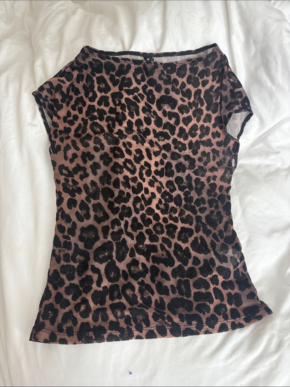 Motel Rocks Leopard Print Mesh Going Out Top - Picture 4 of 5